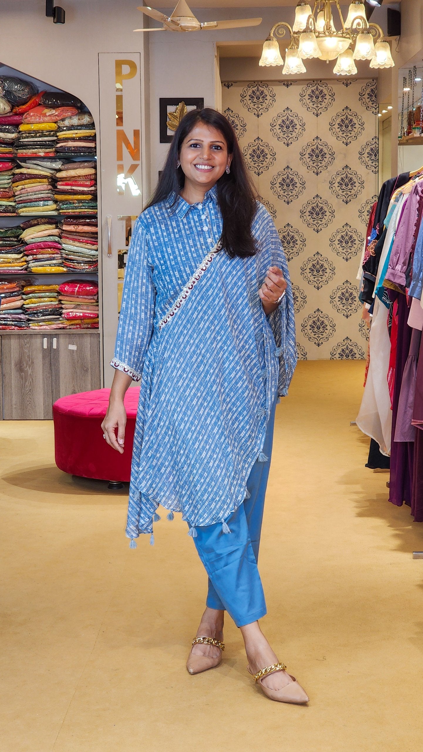 Blue Printed One Sided Patterned Co ord Set