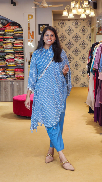 Blue Printed One Sided Patterned Co ord Set