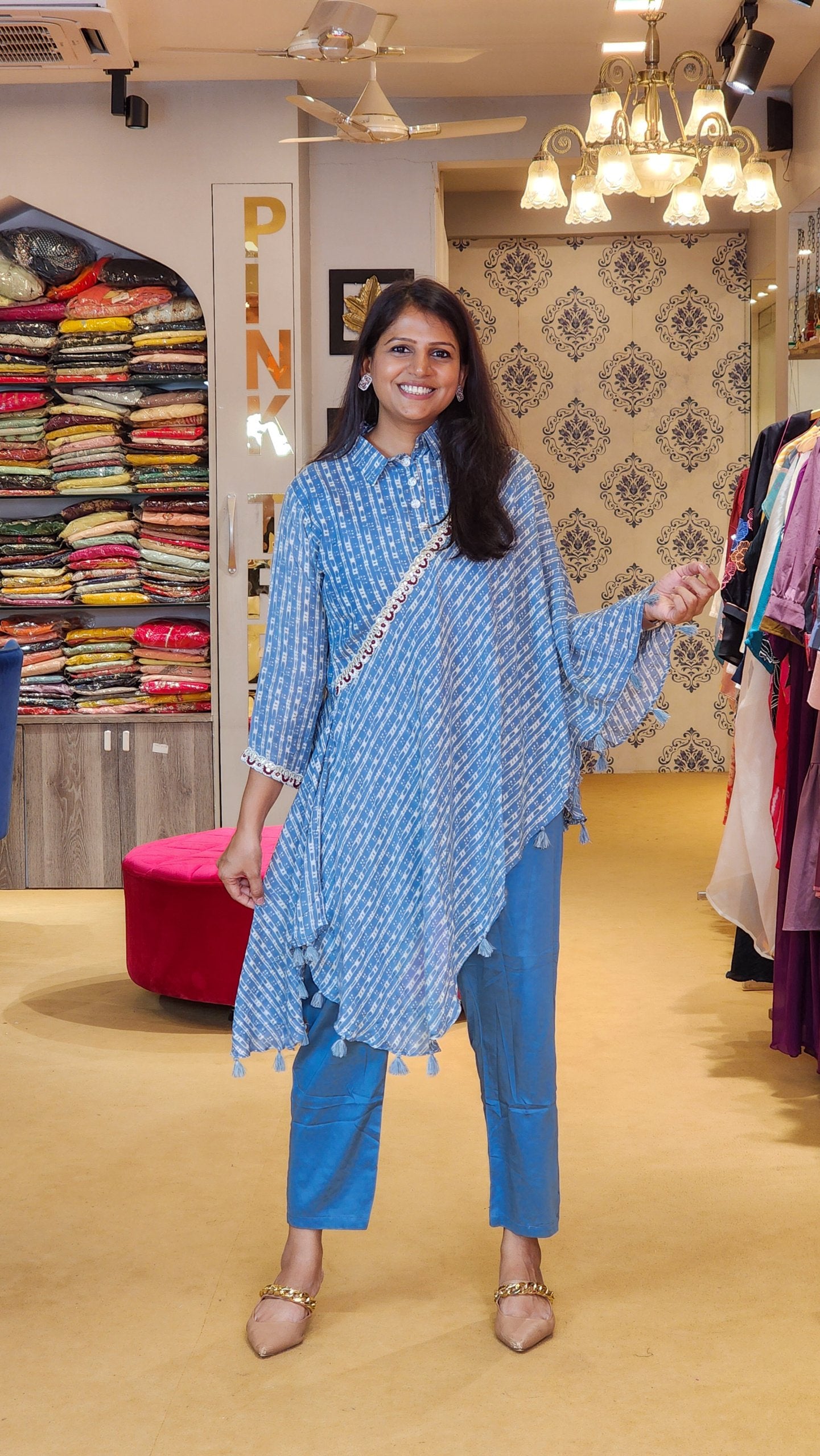 Blue Printed One Sided Patterned Co ord Set