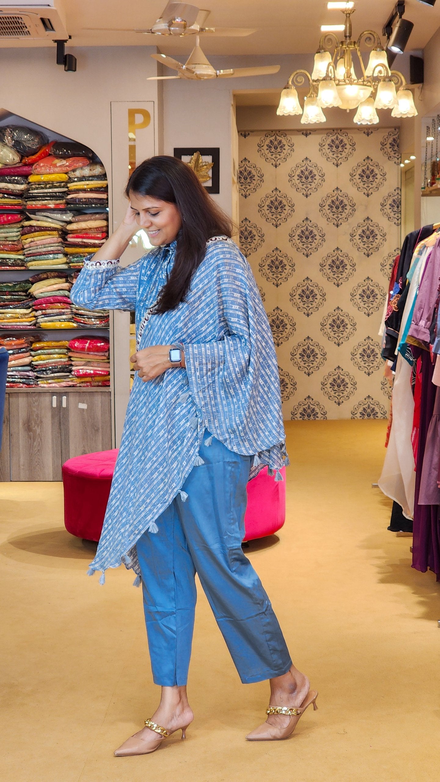 Blue Printed One Sided Patterned Co ord Set