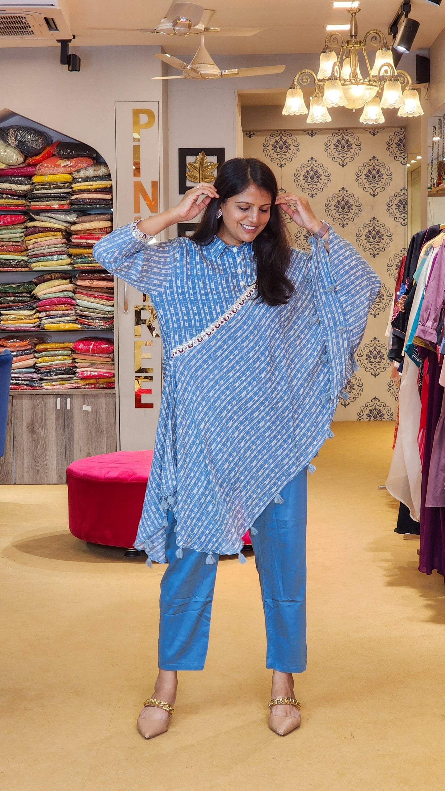 Blue Printed One Sided Patterned Co ord Set