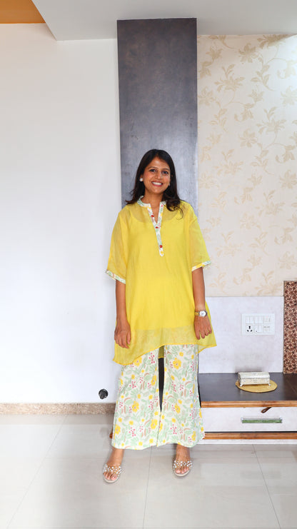 Sunshine Yellow Top With Printed Pants