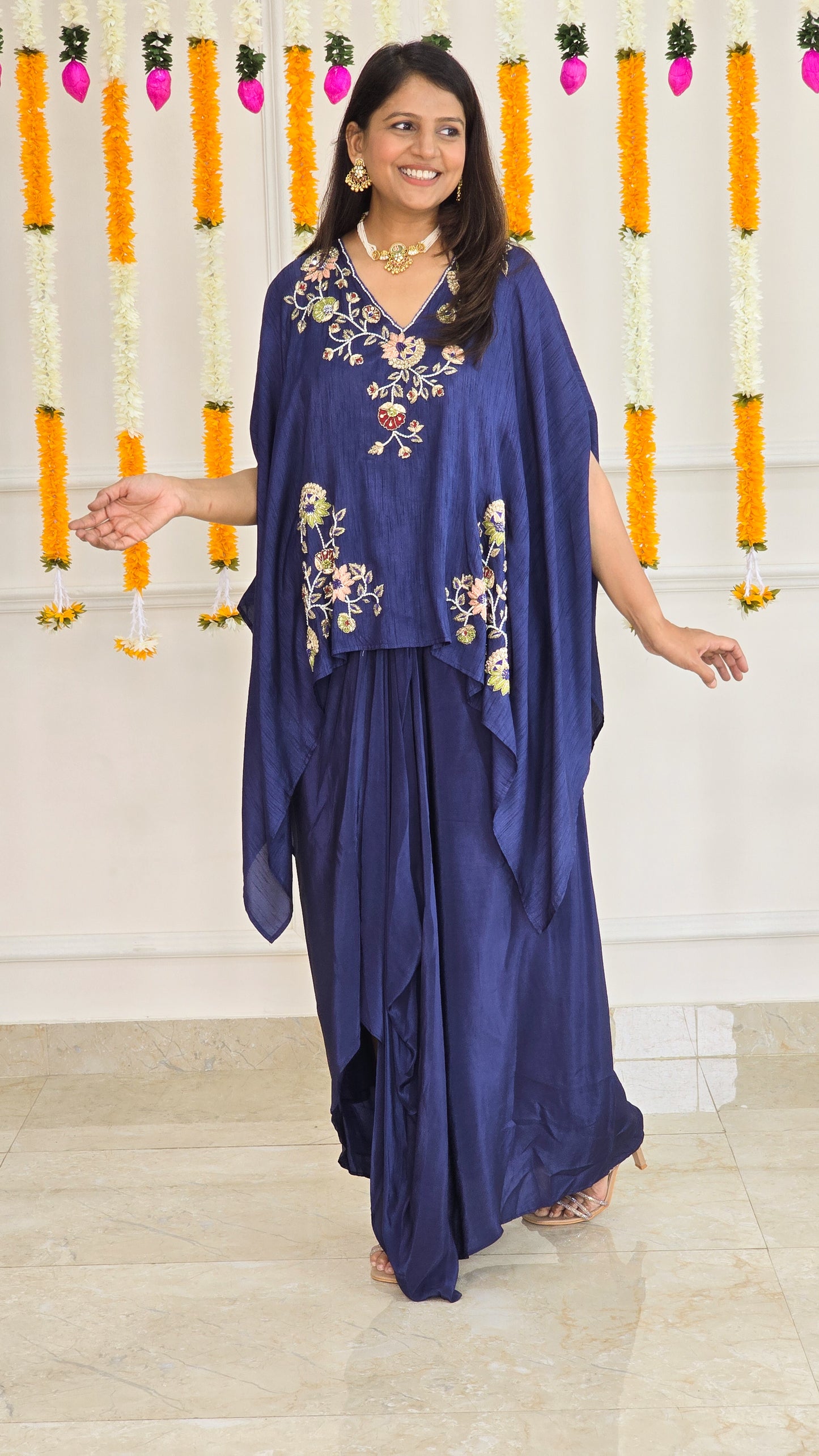 Blue Gulmohar Cape Set