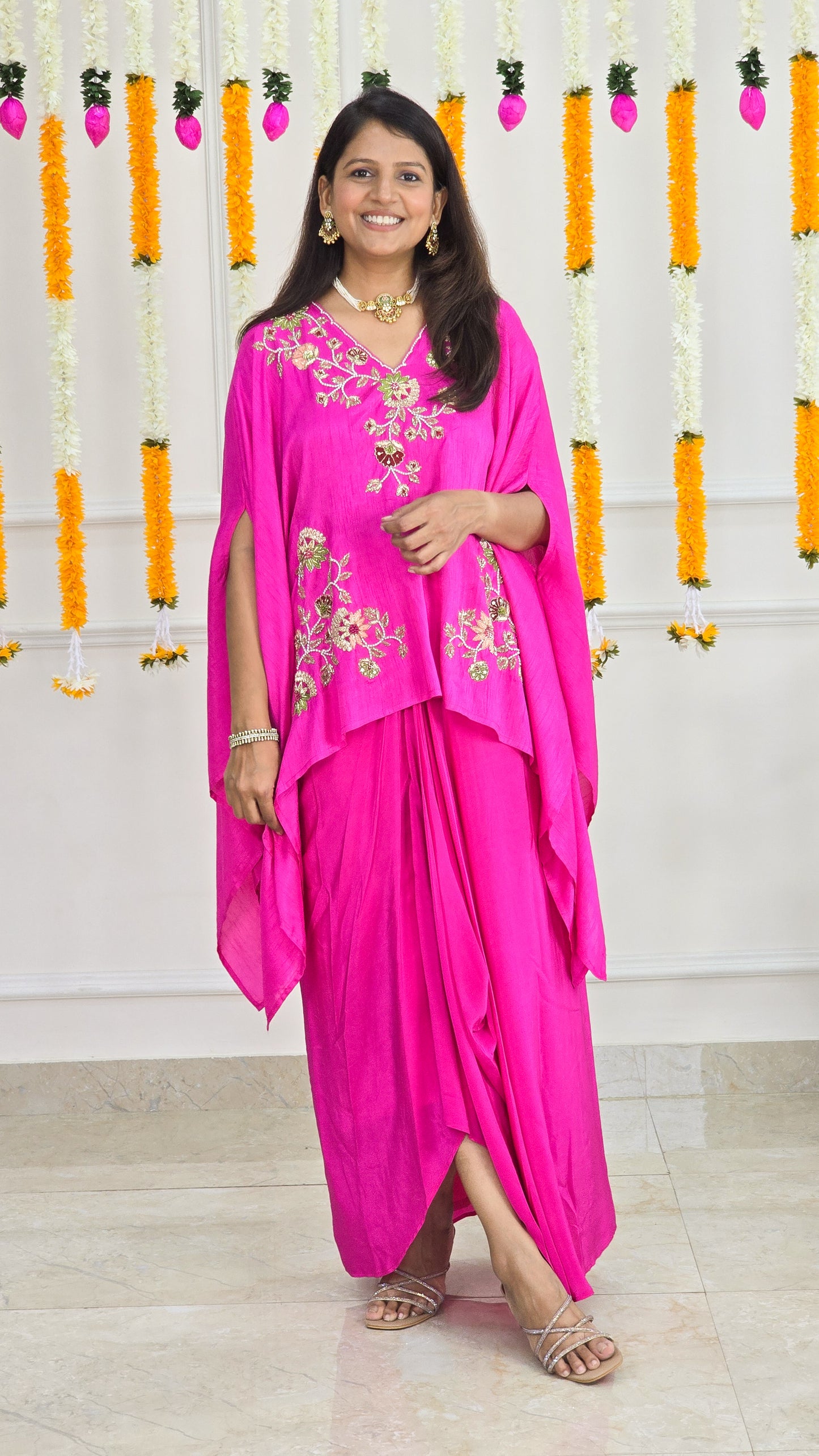 Pink Gulmohar Cape Set