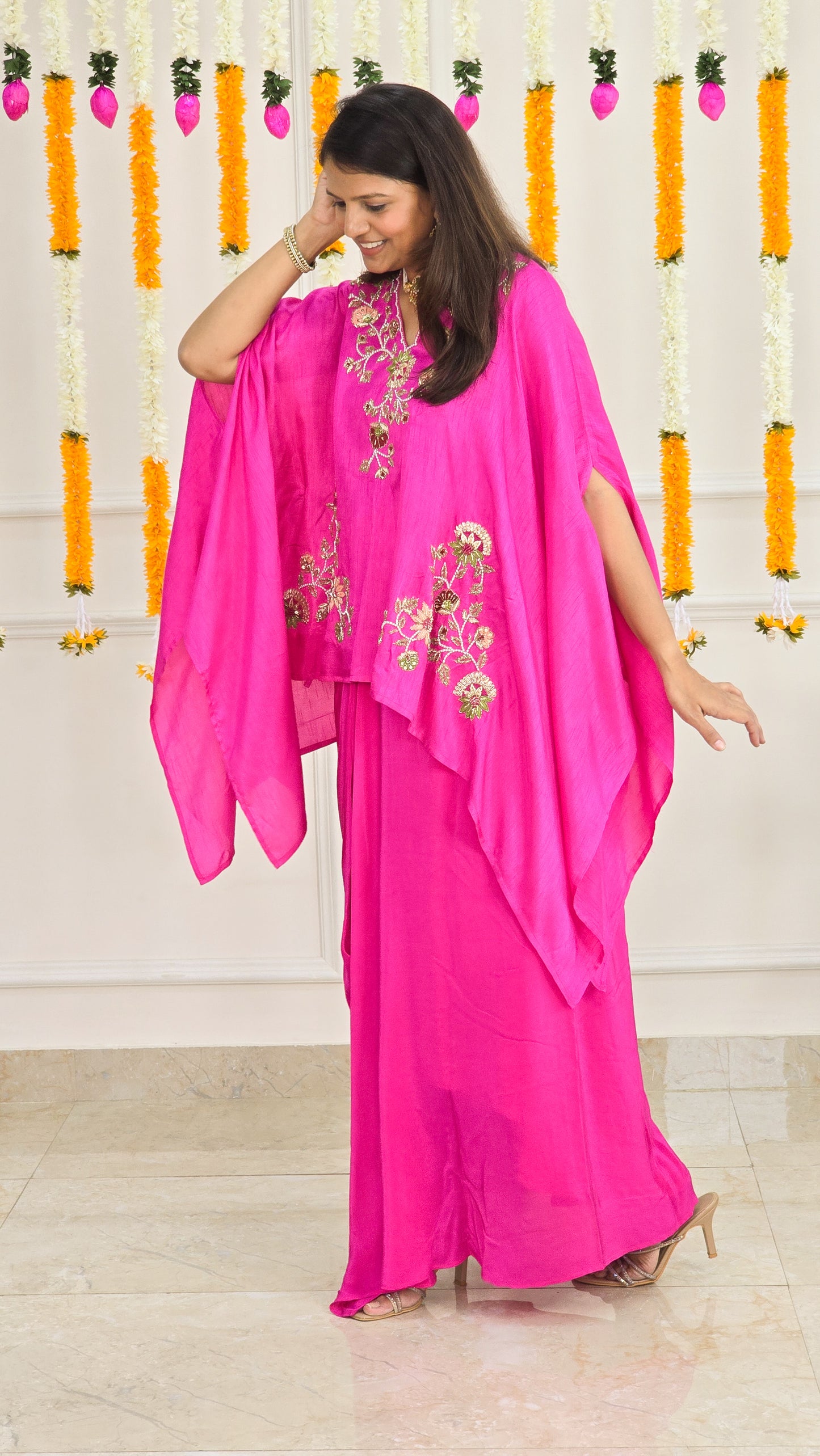 Pink Gulmohar Cape Set