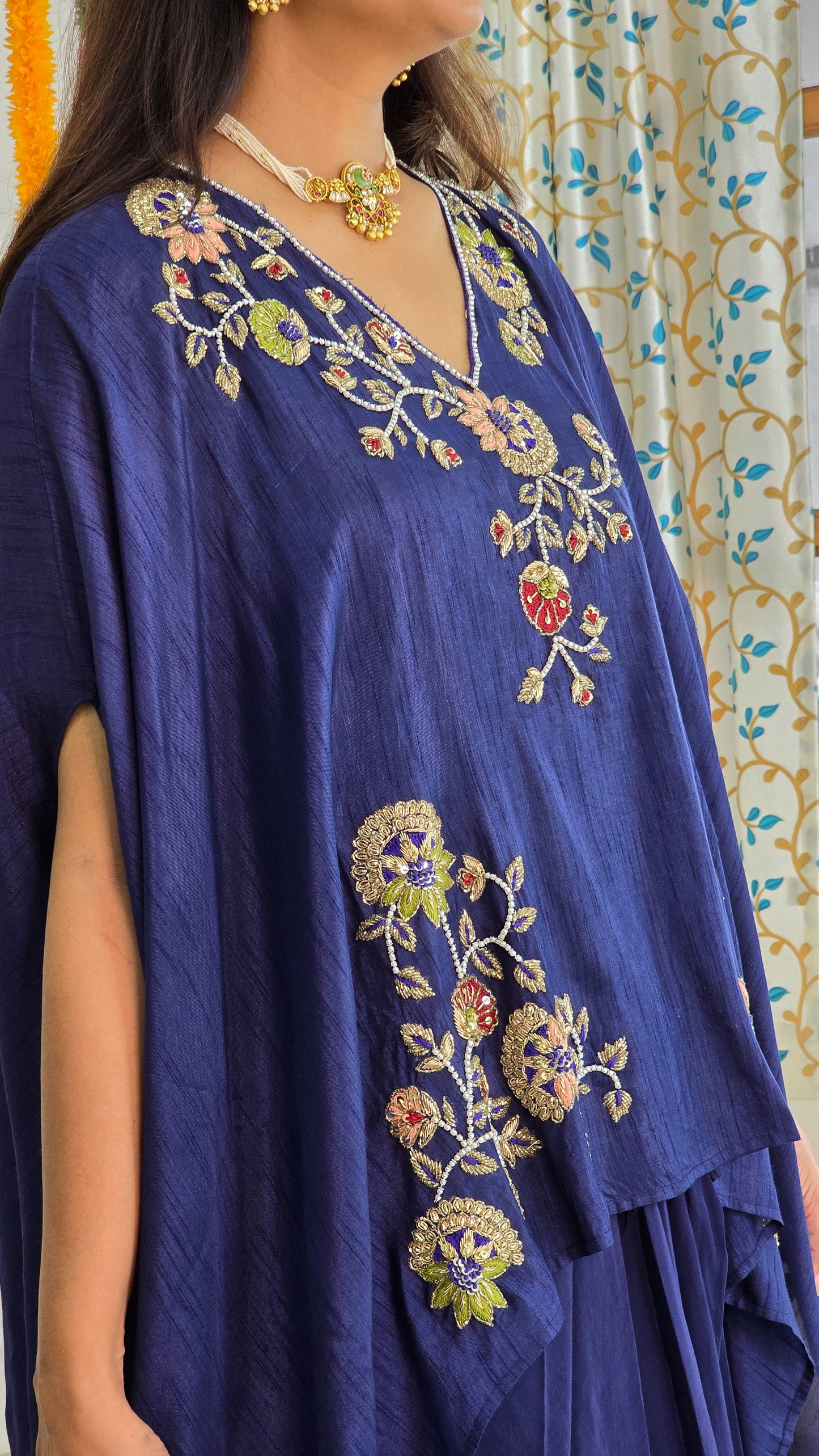 Blue Gulmohar Cape Set
