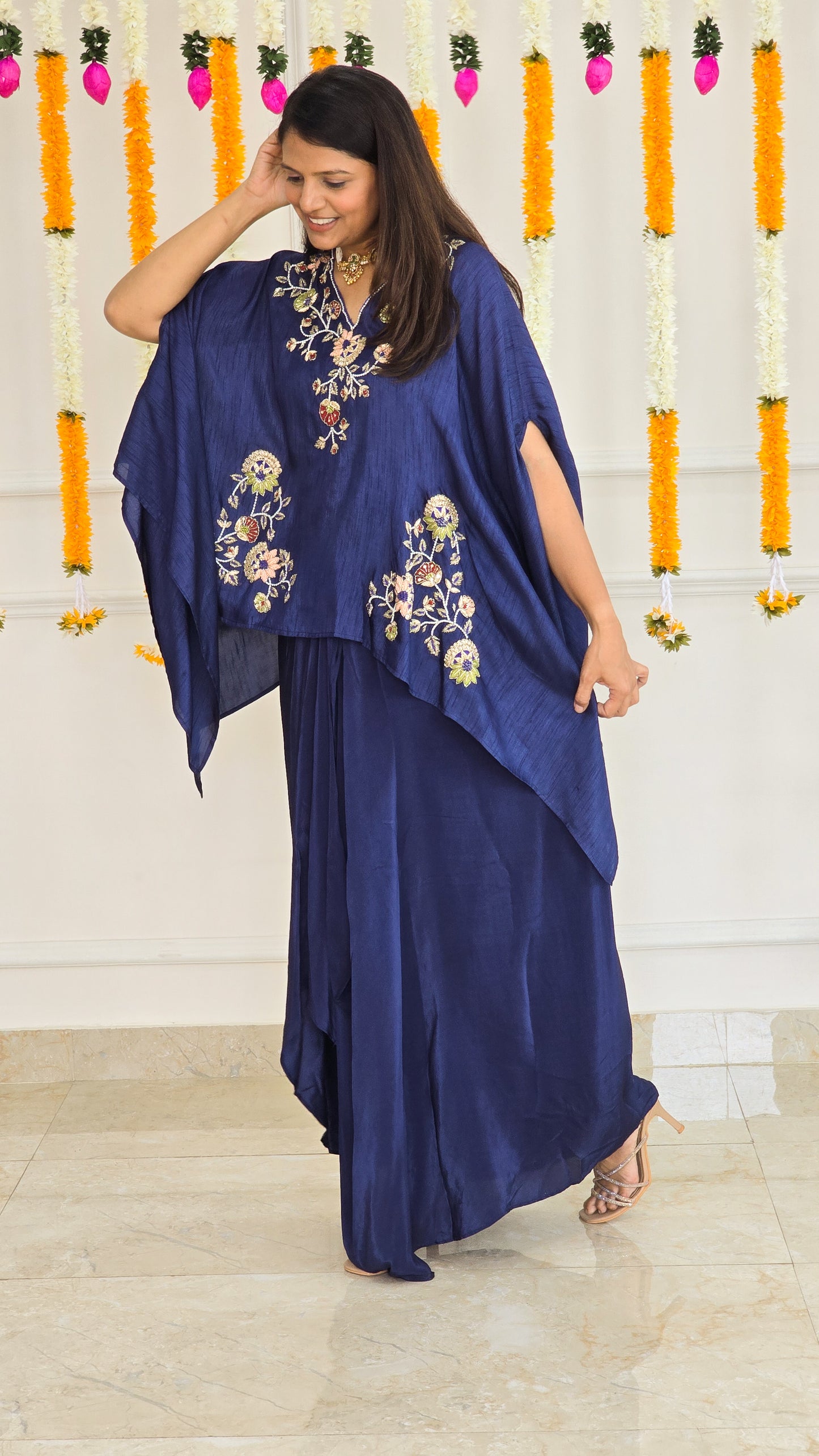 Blue Gulmohar Cape Set