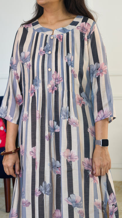 Grey Stripe Floral Set