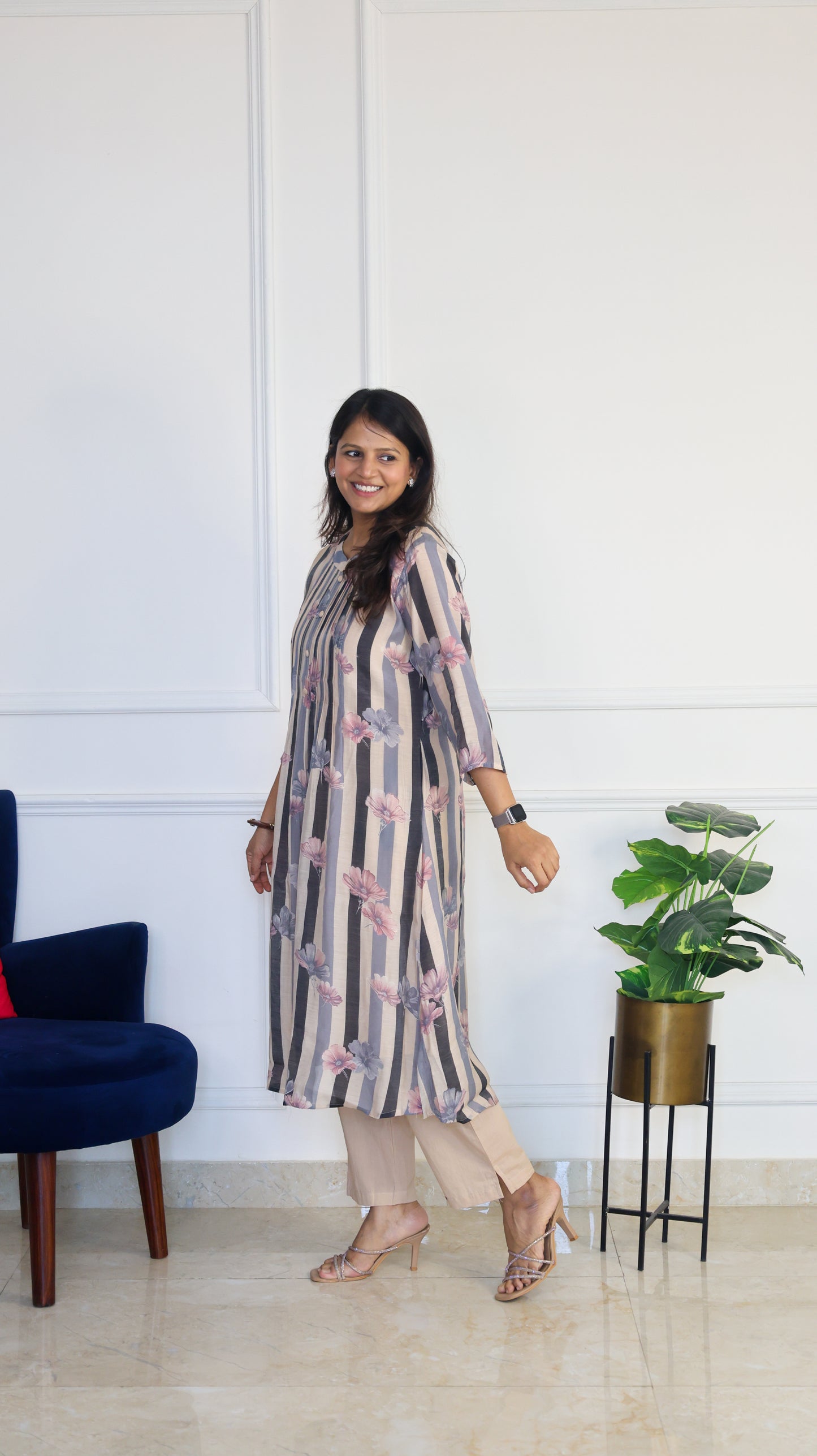 Grey Stripe Floral Set