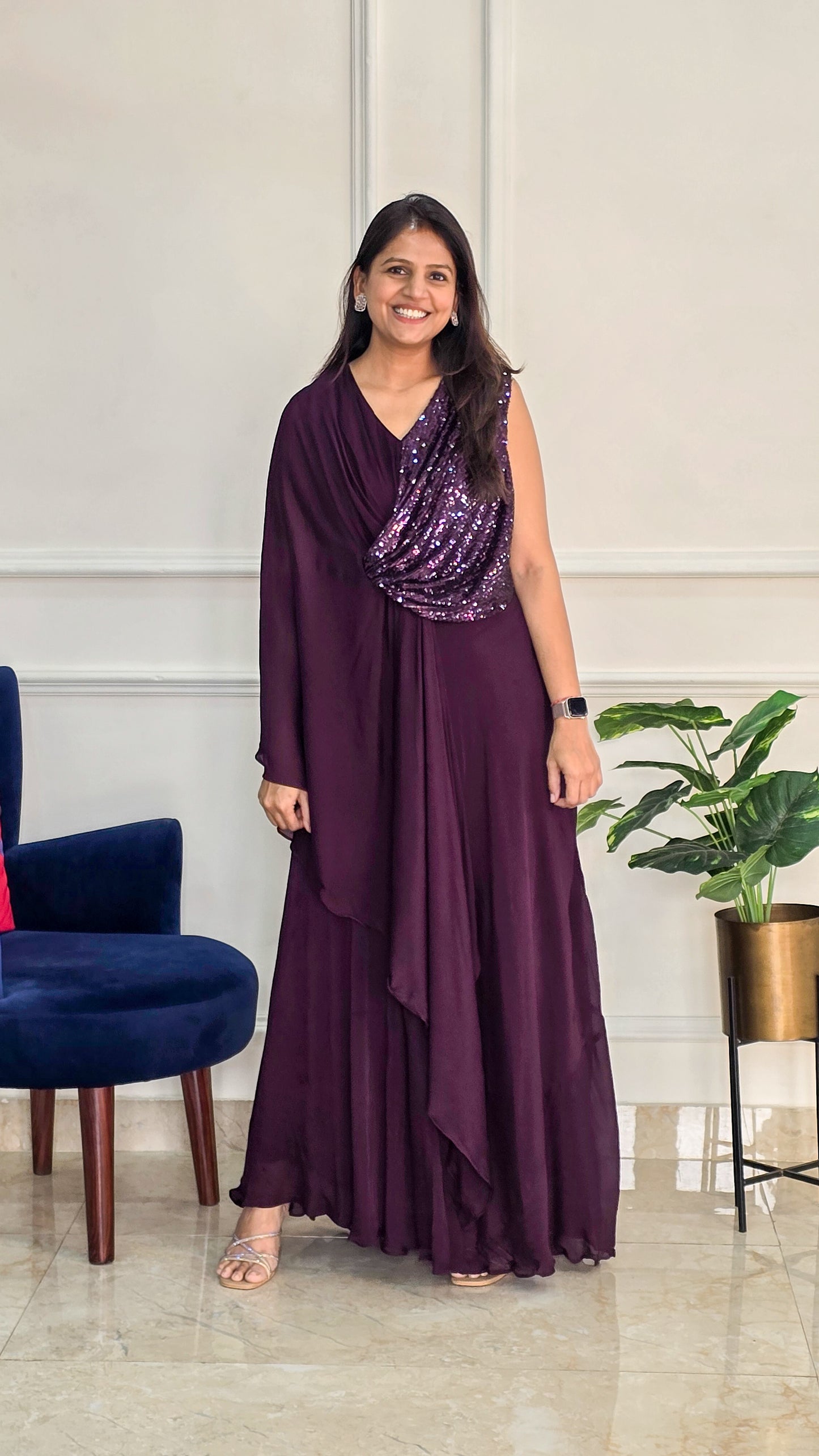 Wine Twilight Shimmer Gown