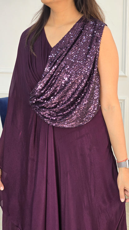 Wine Twilight Shimmer Gown