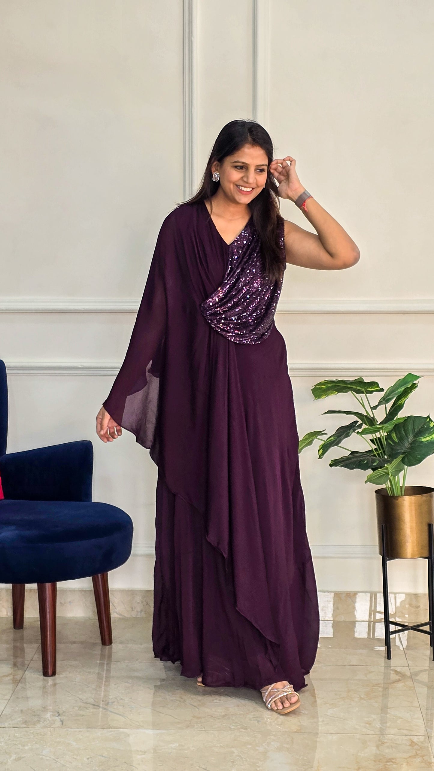 Wine Twilight Shimmer Gown