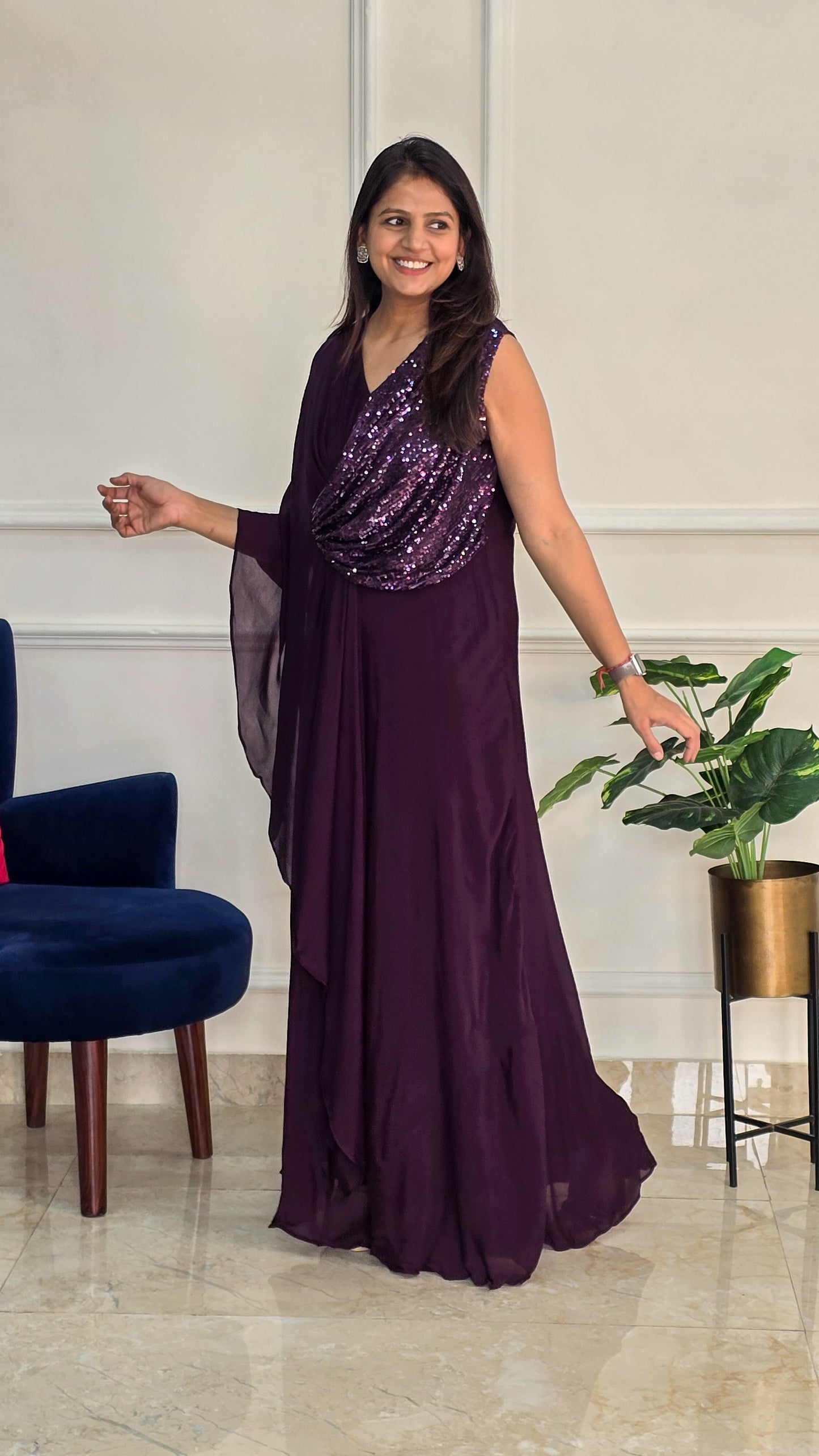 Wine Twilight Shimmer Gown