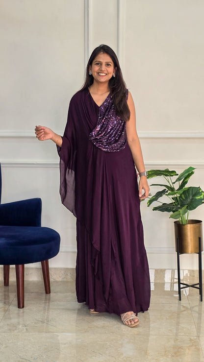 Wine Twilight Shimmer Gown