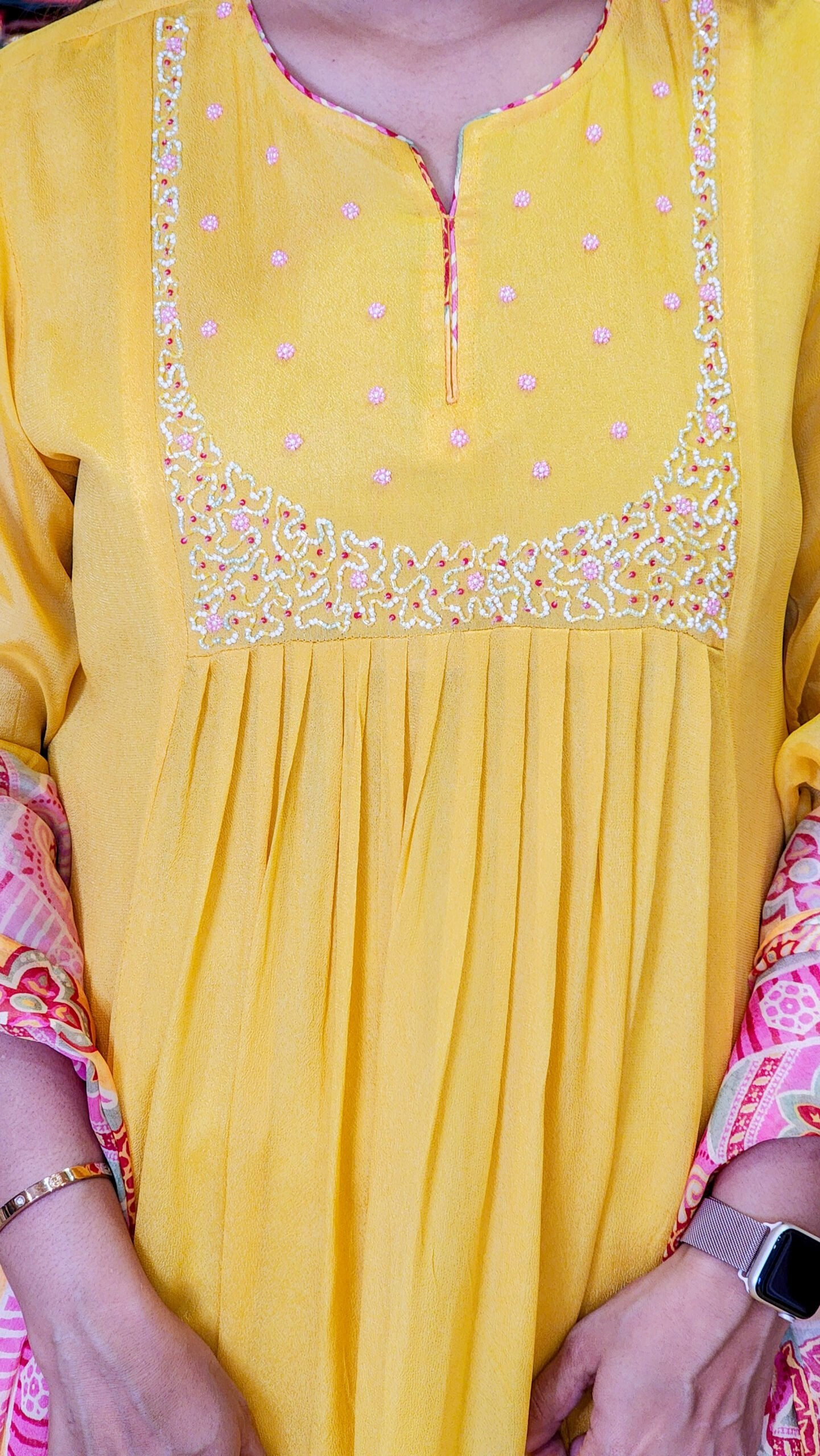 Yellow Sunshine Suit Set with Printed Duppata