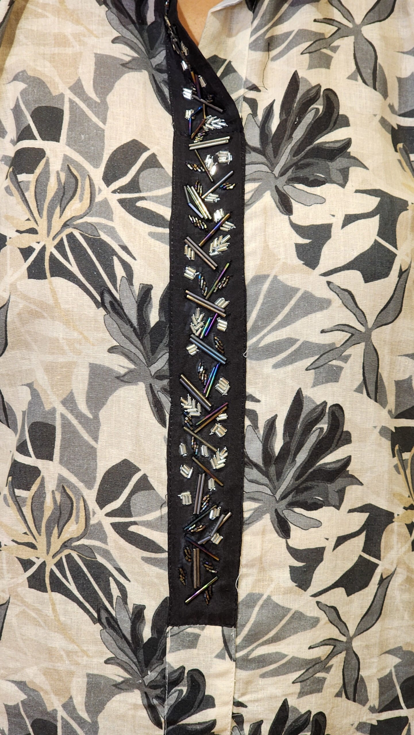 Black Floral linen Co Ord Set