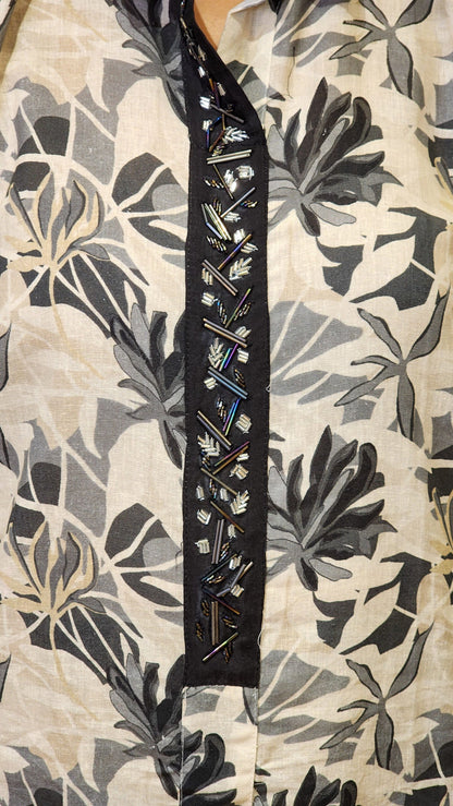 Black Floral linen Co Ord Set