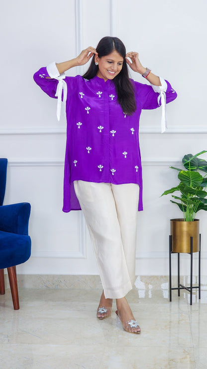 Purple Top With Palm Moti Work (Only Top)