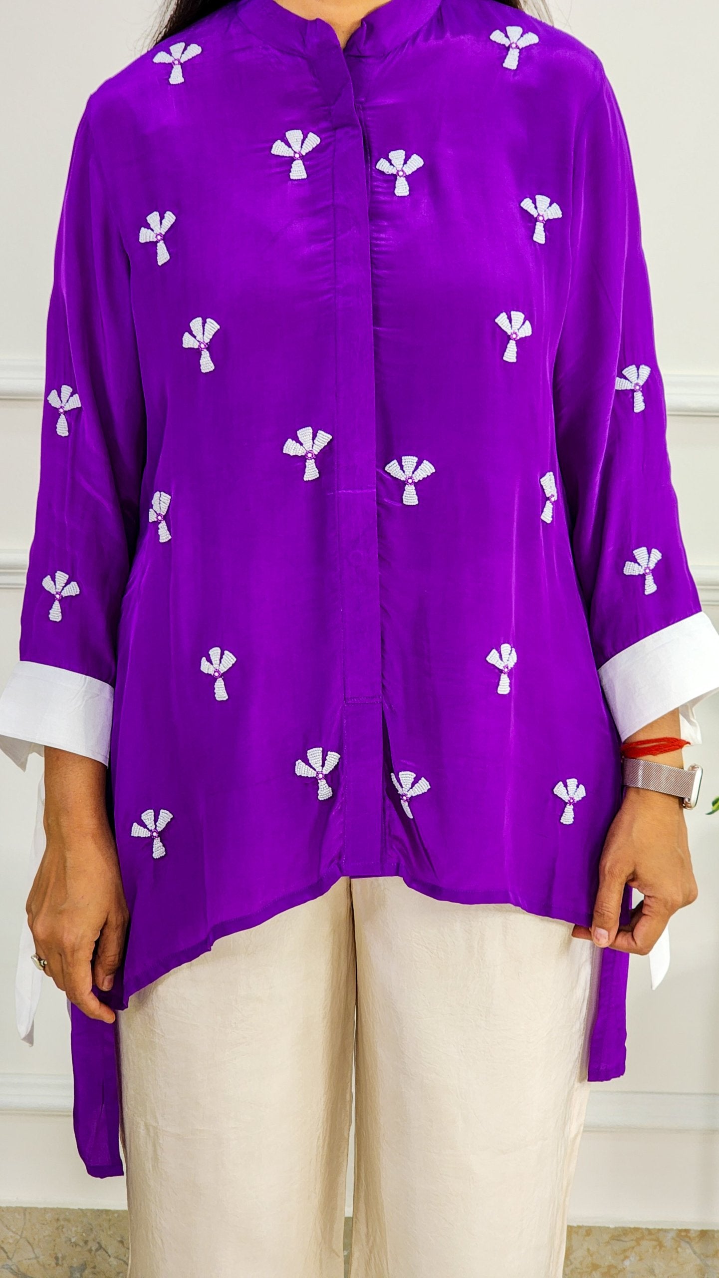 Purple Top With Palm Moti Work (Only Top)