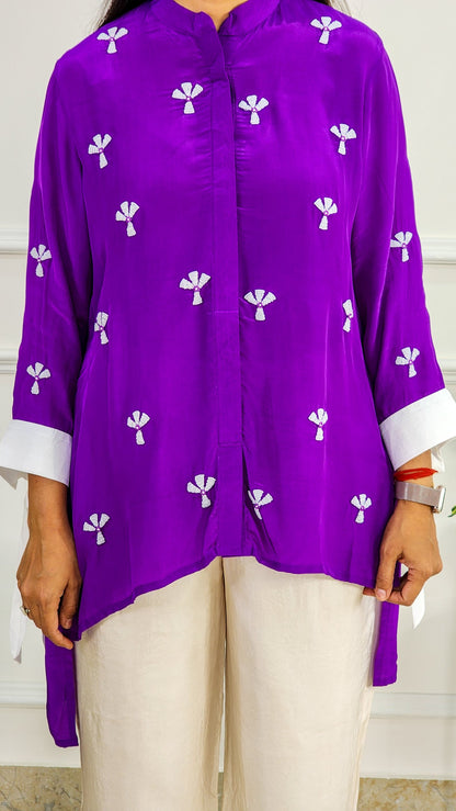 Purple Top With Palm Moti Work (Only Top)