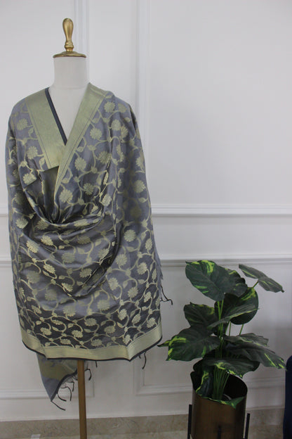 Grey Banarasi Dupatta