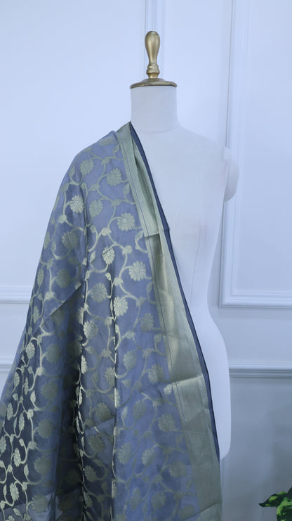 Grey Banarasi Dupatta