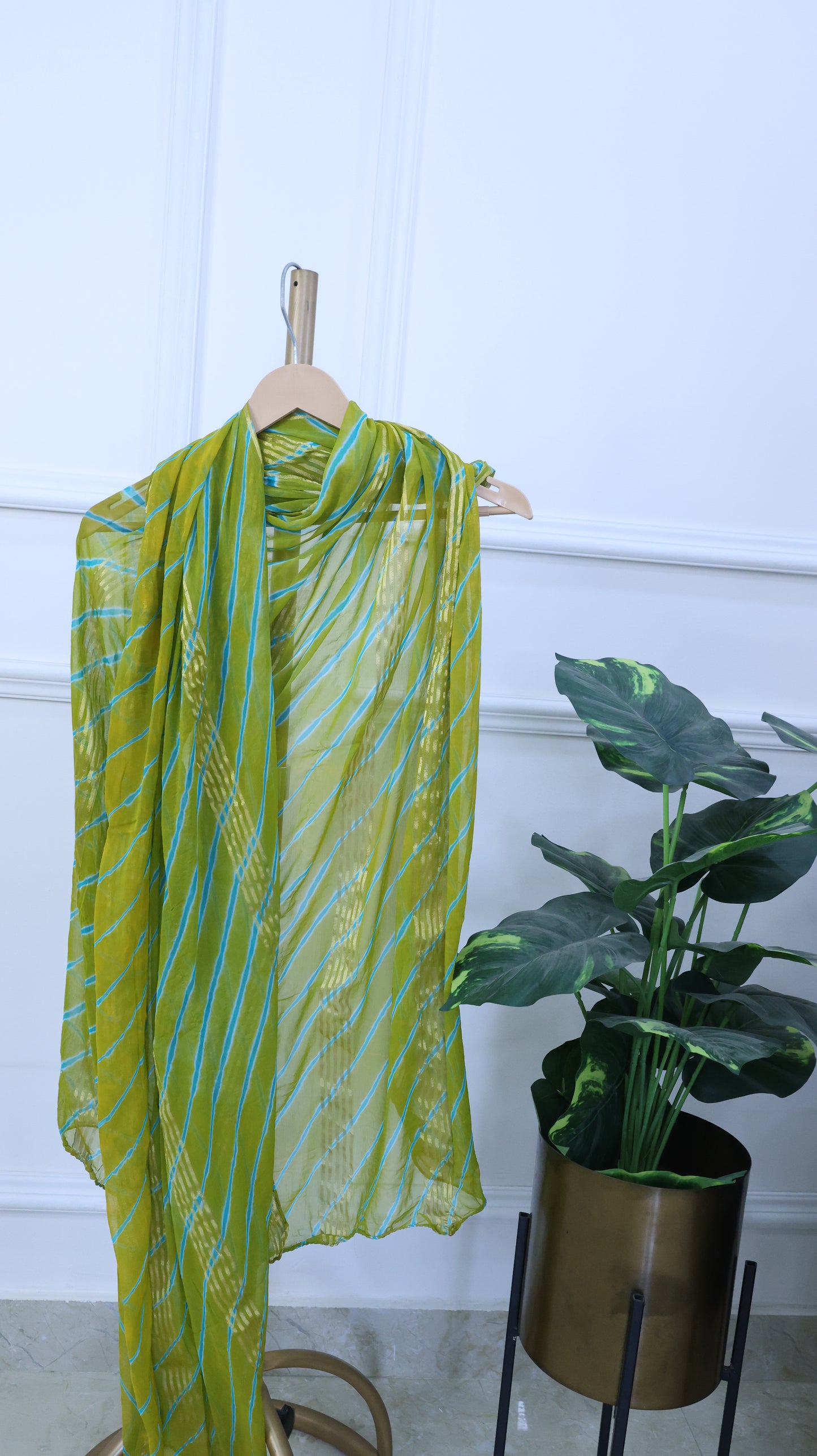 Green and Blue Leheriya Shiffon Dupatta