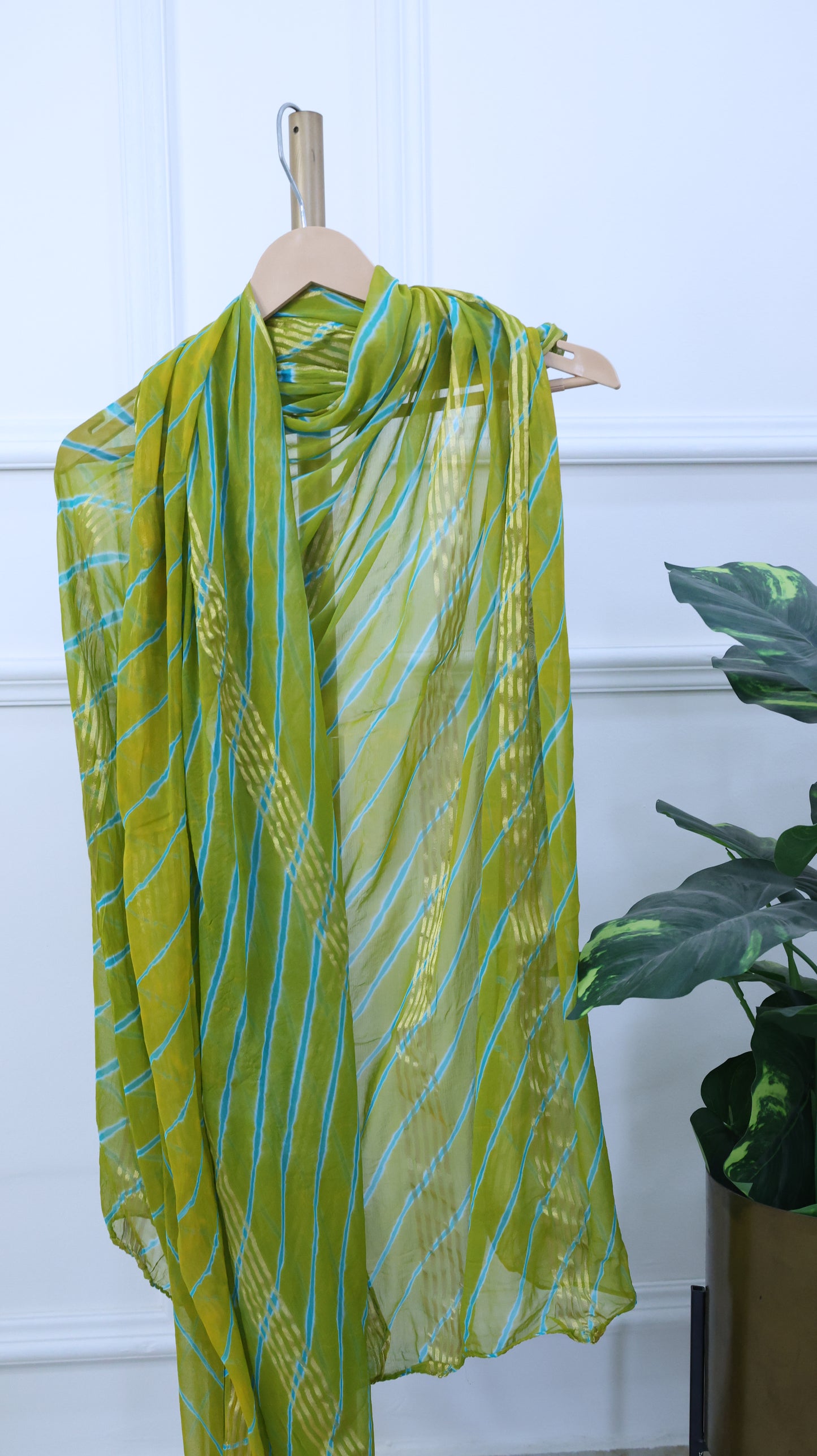 Green and Blue Leheriya Shiffon Dupatta