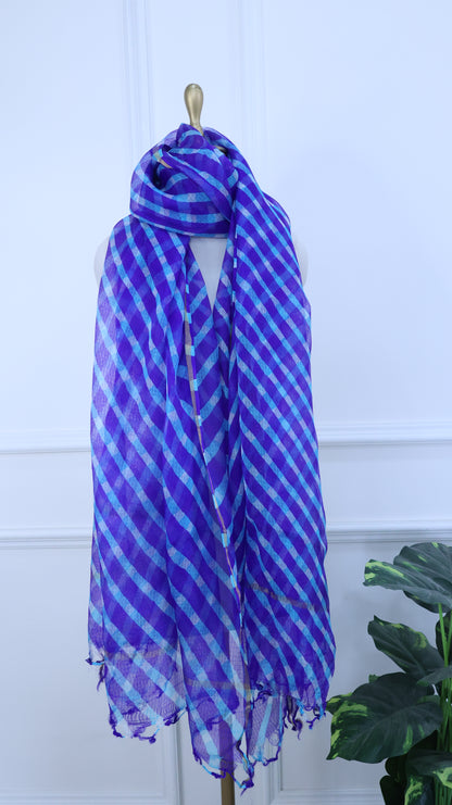 Blue Pure Doriya Silk Leheriya Dupatta