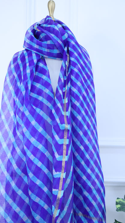 Blue Pure Doriya Silk Leheriya Dupatta