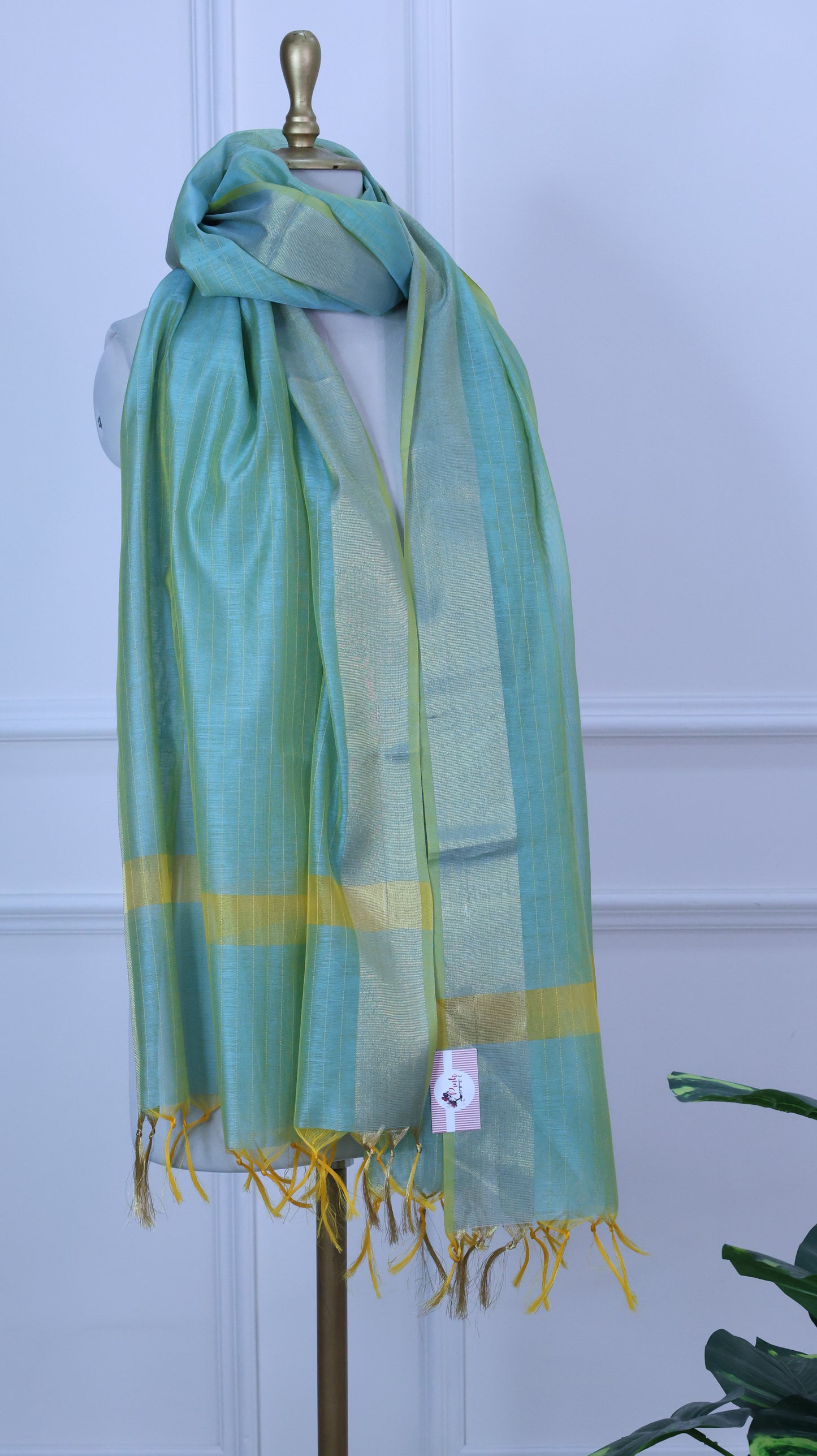 Turquoise Silk Dupatta