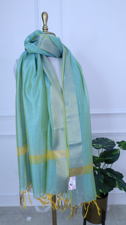 Turquoise Silk Dupatta