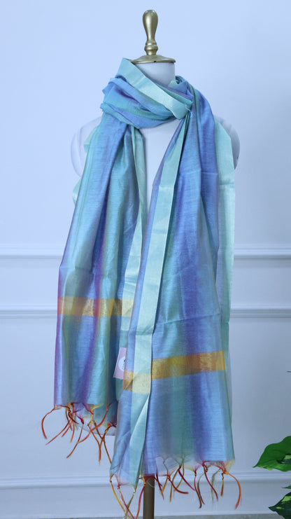 Blue Plain Shaded Dupatta Silk
