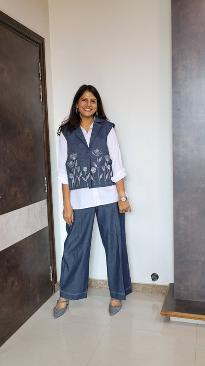 Denim Waist Co-ord Set 3 Piece Set - View 6 - PinkTree by Shrutika
