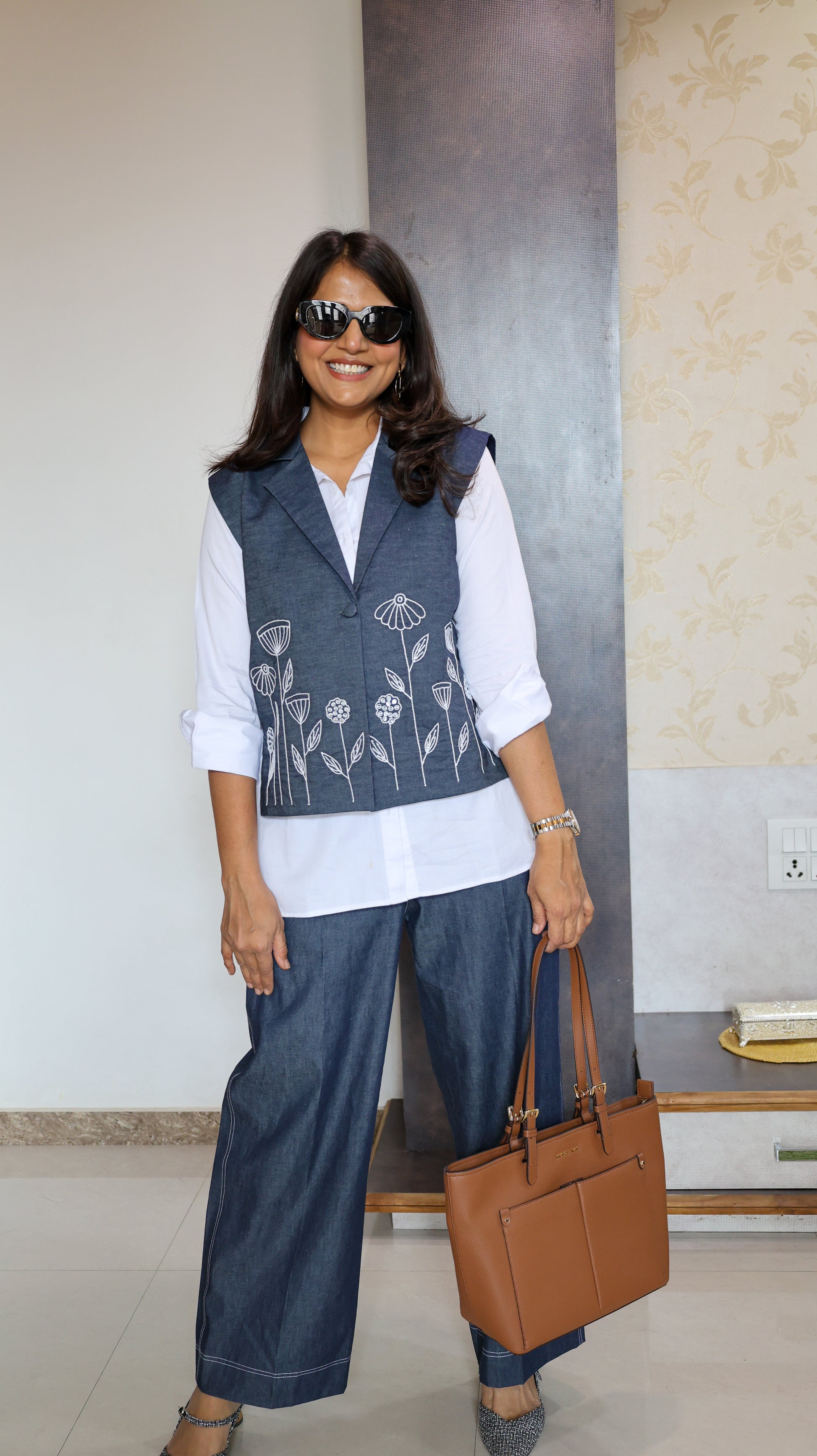 Denim Waist Co-ord Set 3 Piece Set - View 3 - PinkTree by Shrutika