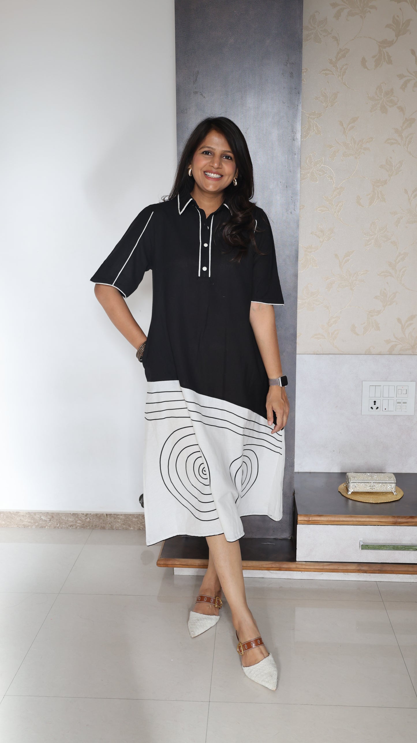Black handloom Dress - View 3 - PinkTree by Shrutika