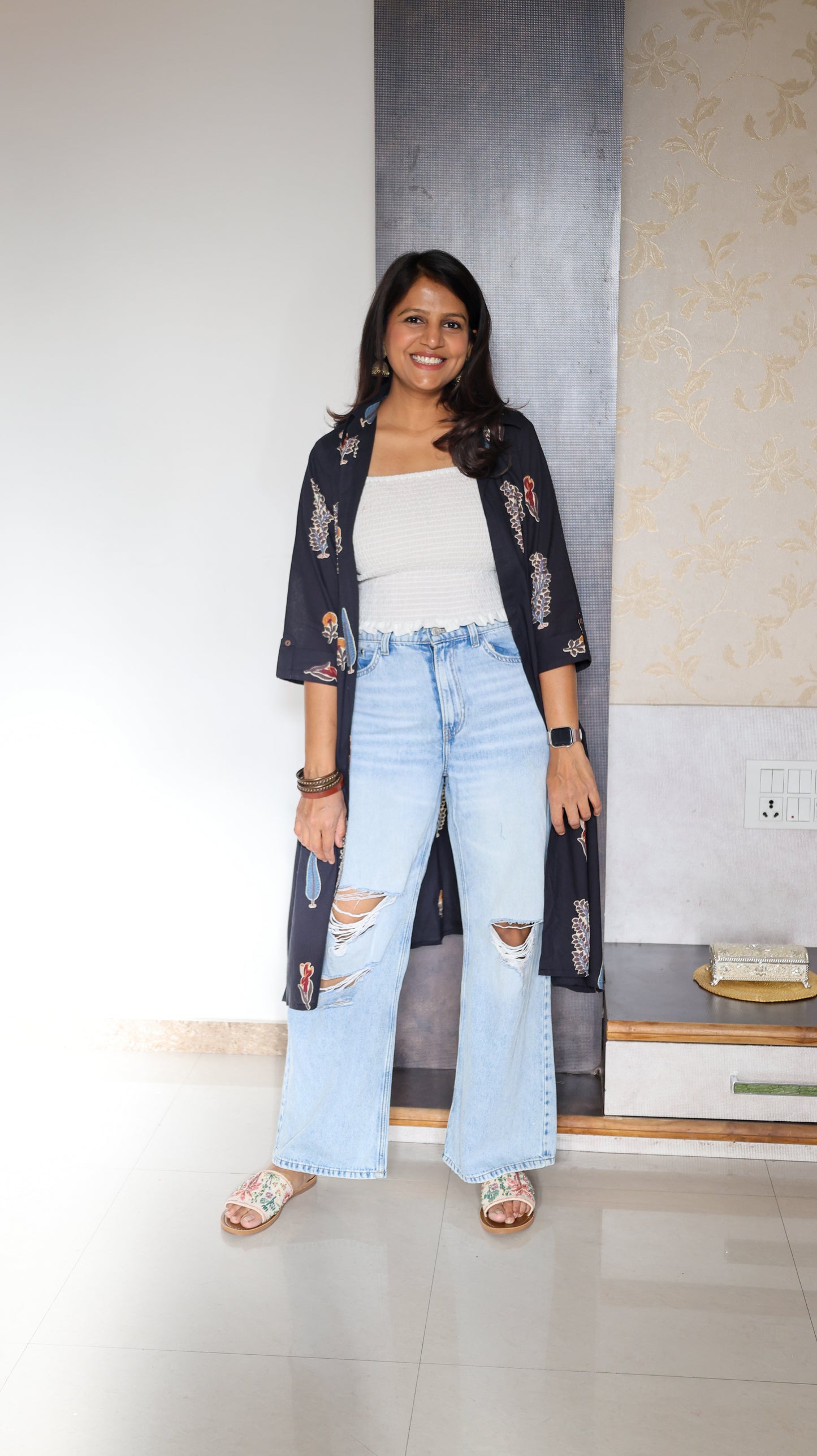 Black Shrug with Smocked Top