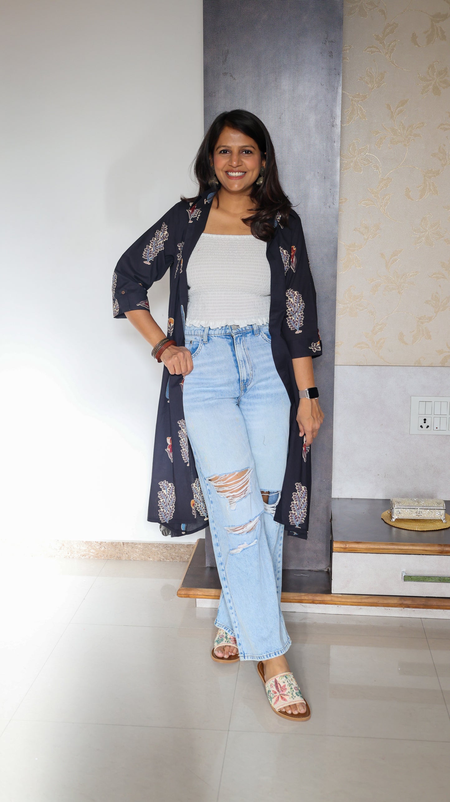 Black Shrug with Smocked Top