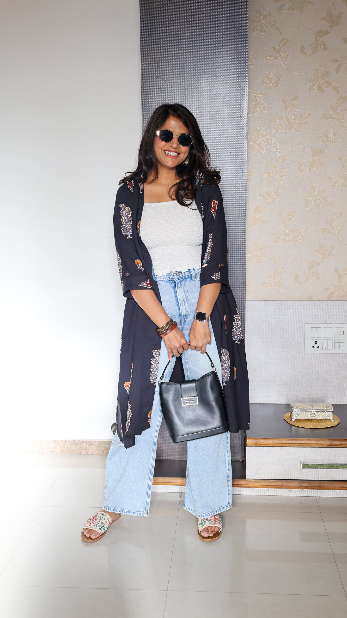 Black Shrug with Smocked Top
