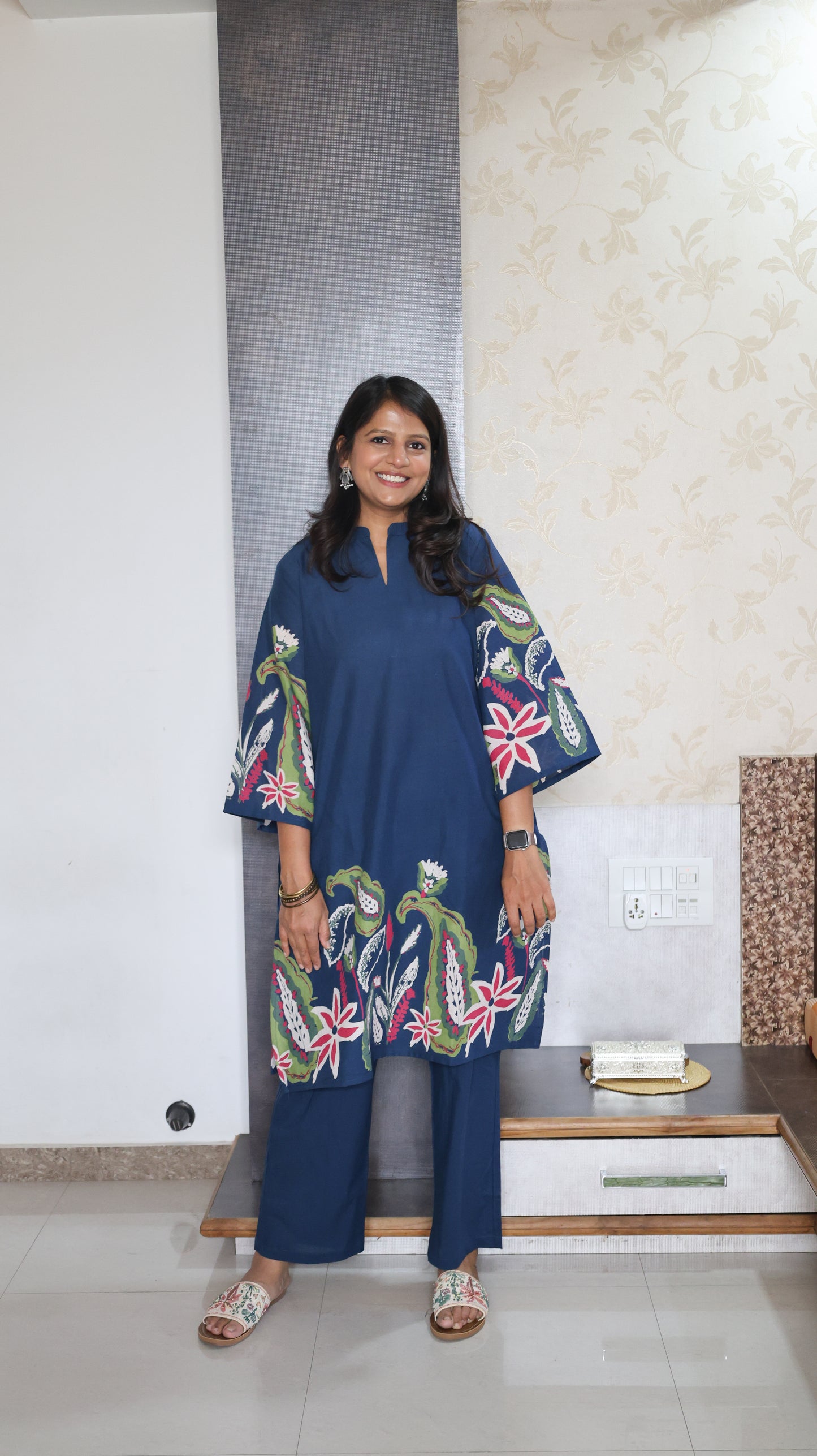 Blue Phool Kurta Set