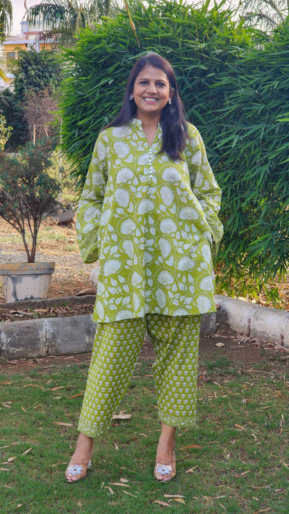 Green Floral Salwar and Kurta Set