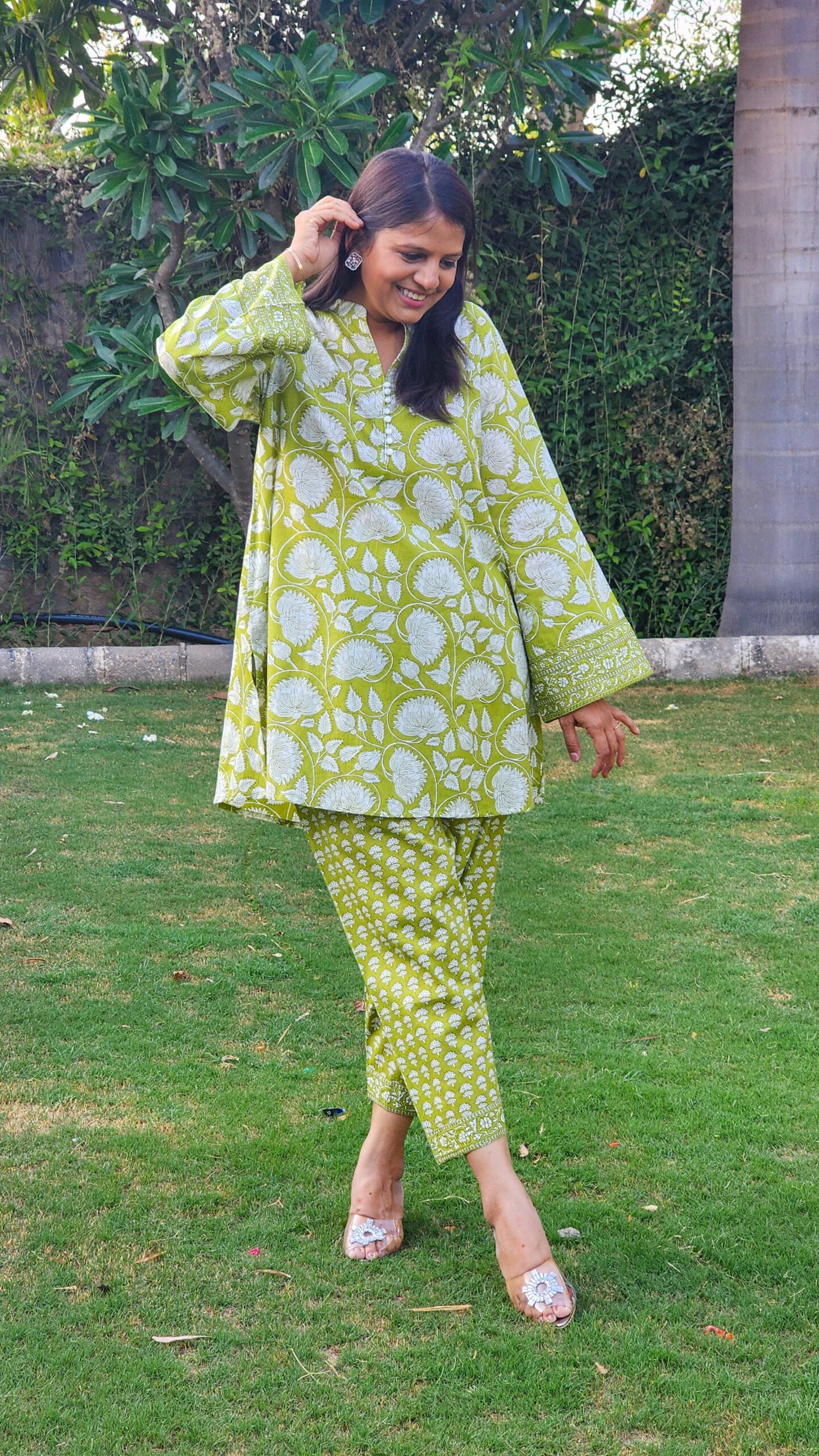 Green Floral Salwar and Kurta Set