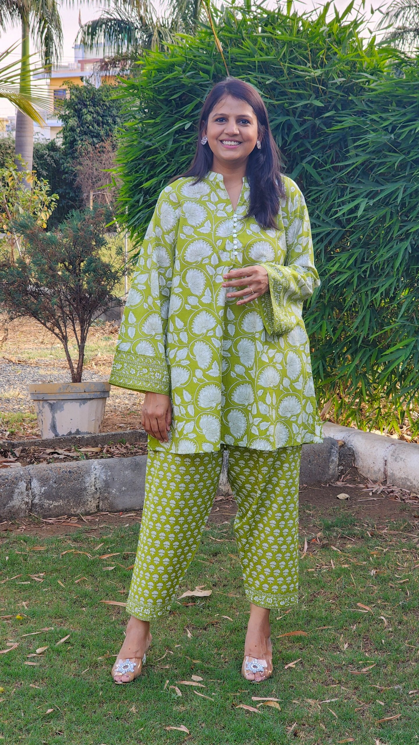 Green Floral Salwar and Kurta Set