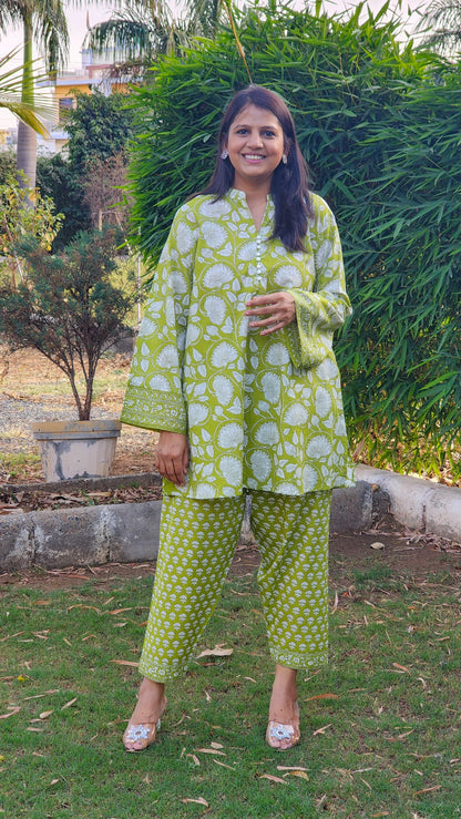 Green Floral Salwar and Kurta Set