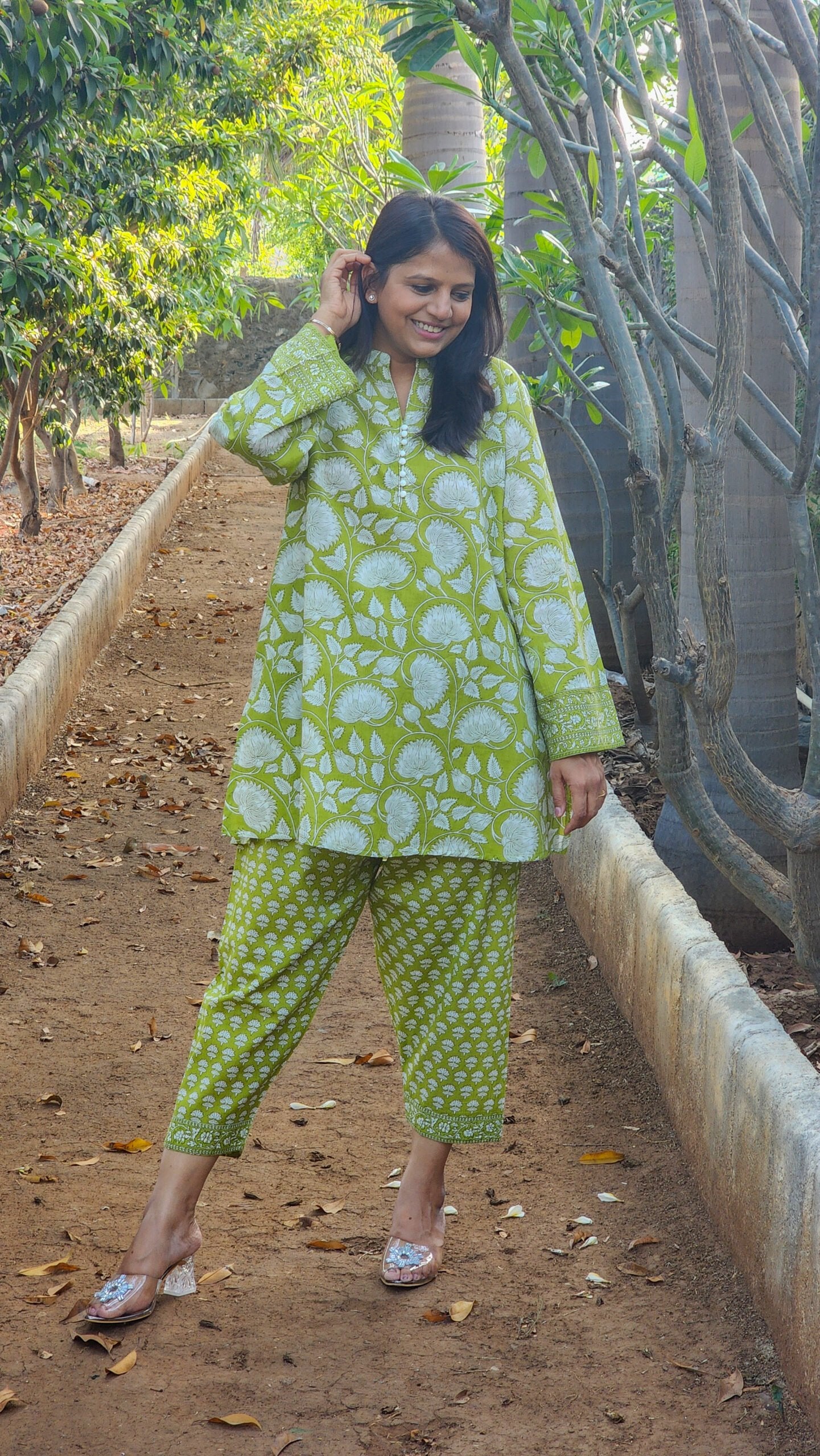 Green Floral Salwar and Kurta Set