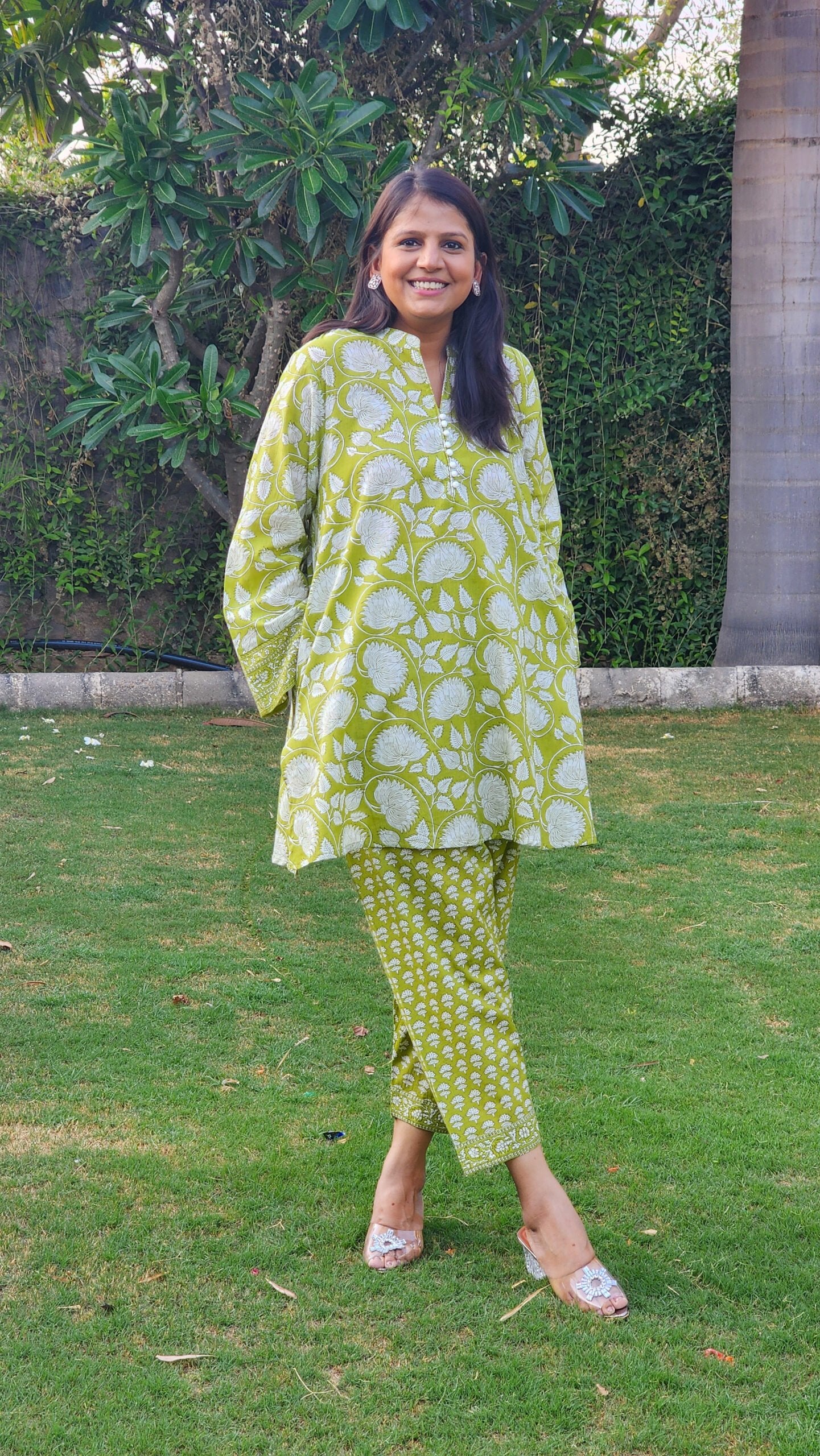 Green Floral Salwar and Kurta Set