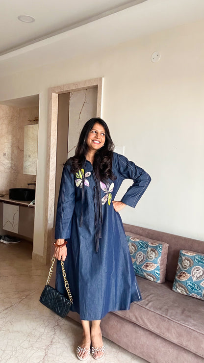 Floral Detail Denim Tunic