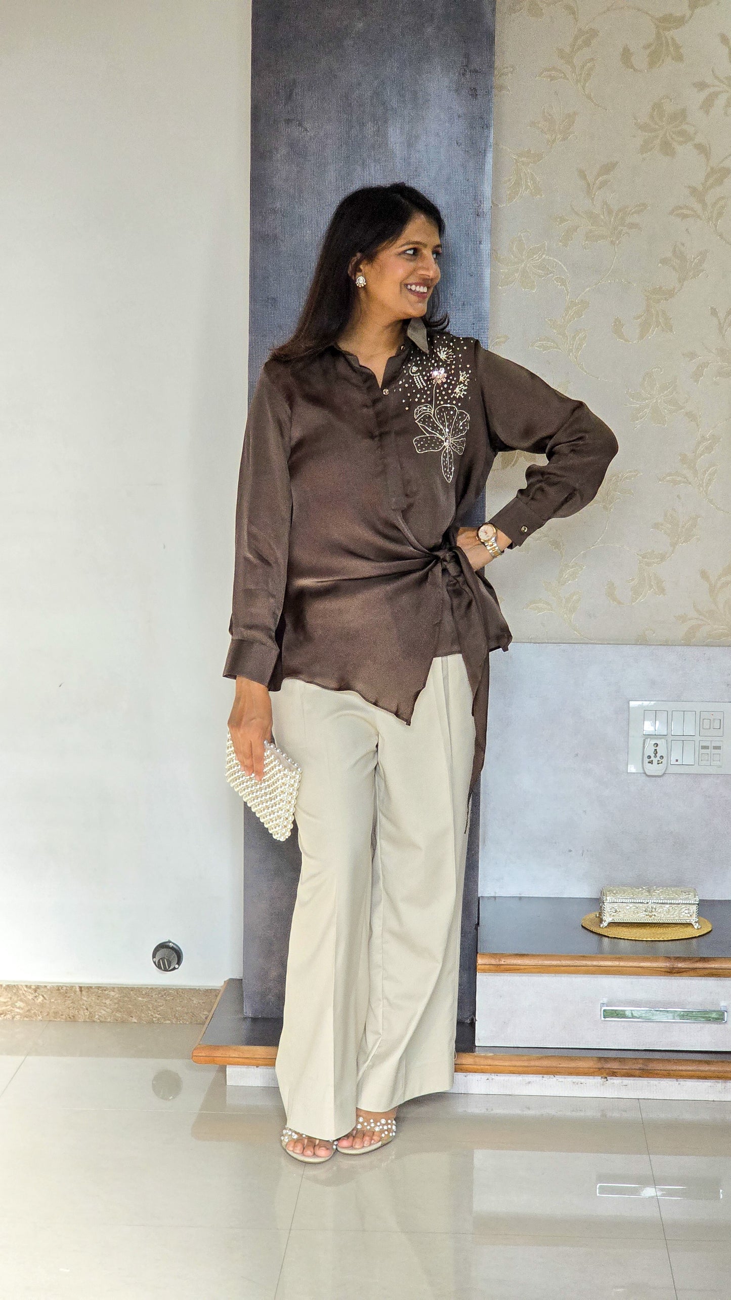 Brown Tie Up Shirt ( 10 Days dispatch )