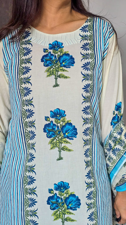 Blue Mughal Farshi Salwar Suit Set