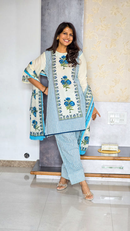 Blue Mughal Farshi Salwar Suit Set